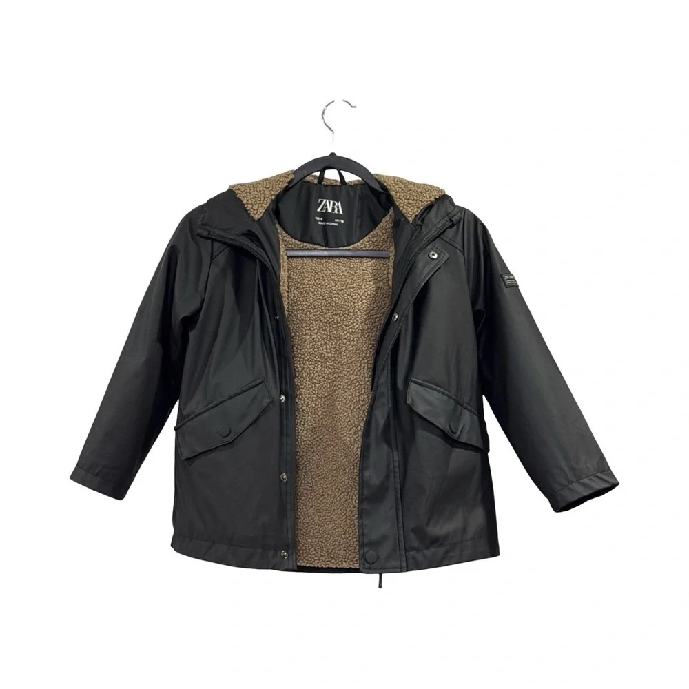 Zara Faux Shearling Rubberized Puffer Parka
